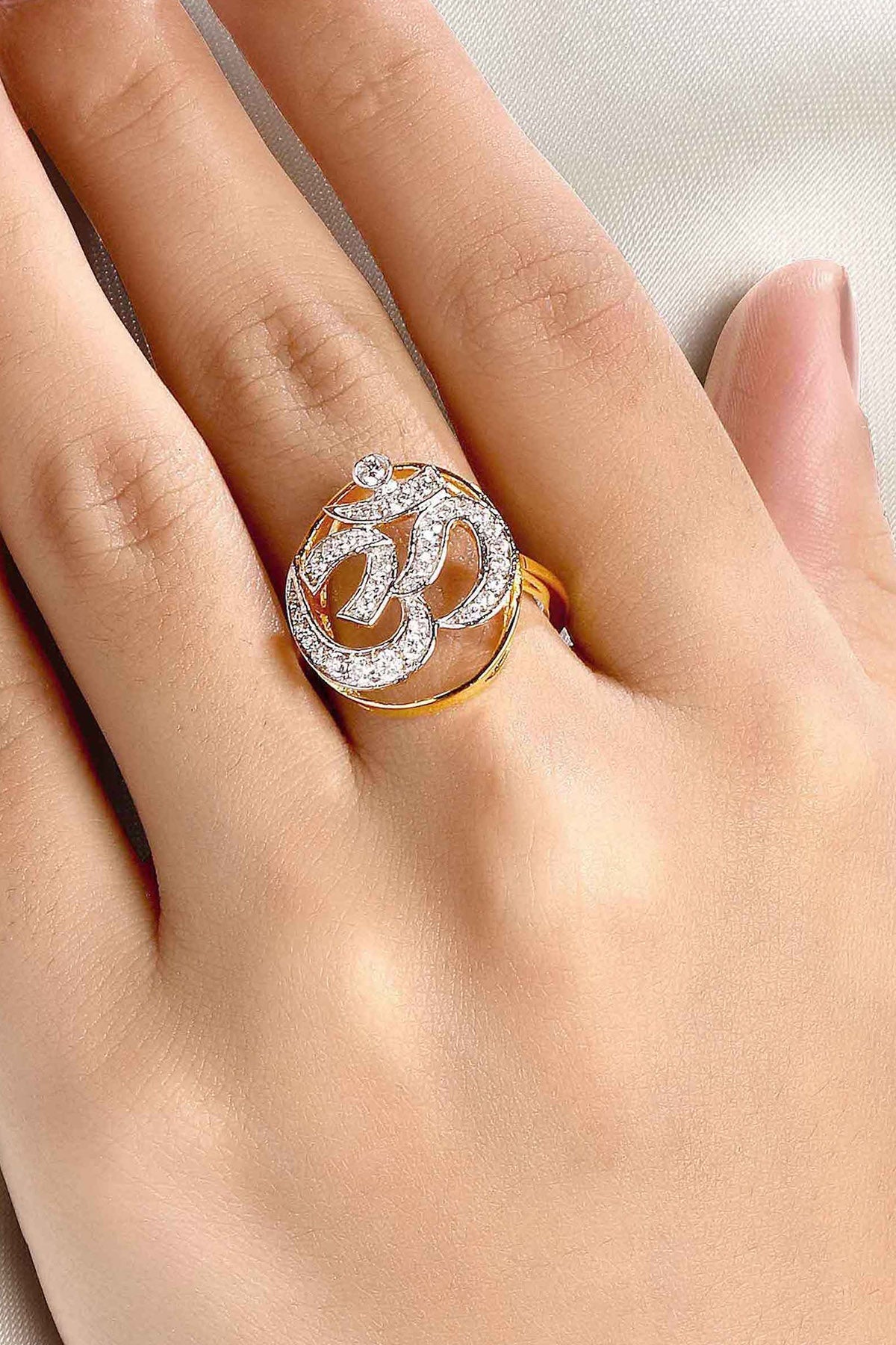 Buy Gold Plated Embellished Om Ring by Sica for women online at ScrollnShops
